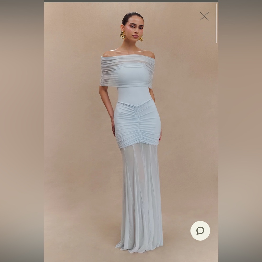 Meshki Light Blue Off-Shoulder Maxi Dress